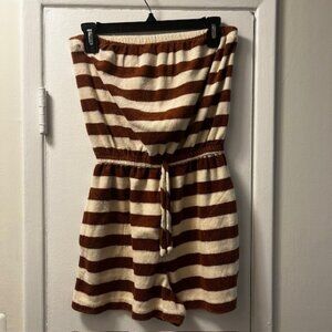 Vintage stripped terry cloth cover-up romper